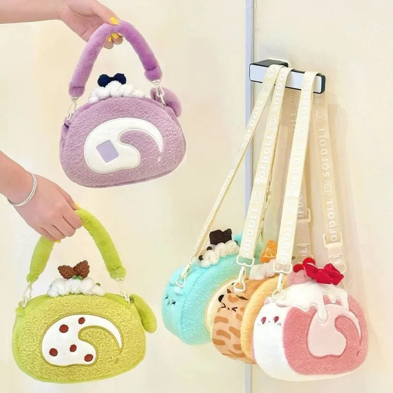 

Kawaii Y2K Macaron Plush Itabag Cat Roll Сумка через плечо для девочек Забавная разноцветная сумка Cake Ins Сумка на плечо Симпатичные мягкие рюкзаки Новый