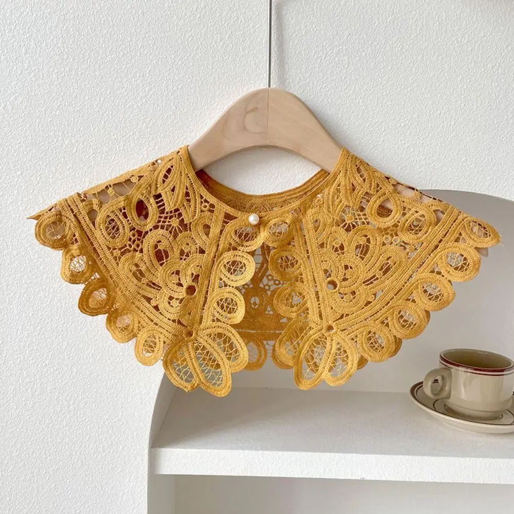 Doll Collar Lace Fake Collar Dress Decorative Shoulder Pearl Decoration Shirt Collar Detachable Round Neck Knitted Shawl