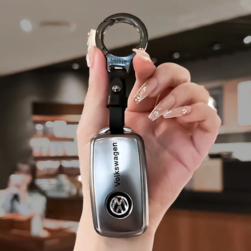Car Key Case Cover Key Holder with Keychain for VW Volkswagen Jetta Beetle Tiguan Soft TPU Full Covers Protector Golf Passat GTI