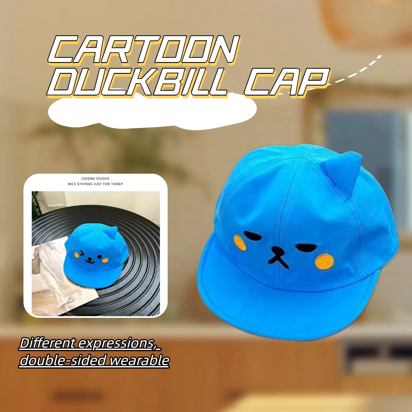 1PC Reversible Cute Cartoon Hat Velcro Adjustable Dome Baseball Cap Spring And Autumn College Youth Style Hat CJCYMZ004 view 4