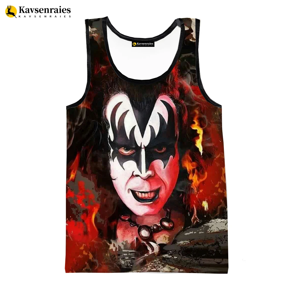 Kiss Band 3D Printed Tank Tops Men Women Summer Fashion Casual Sleeveless Vest Hip Hop Streetwear Oversized Tops Tees