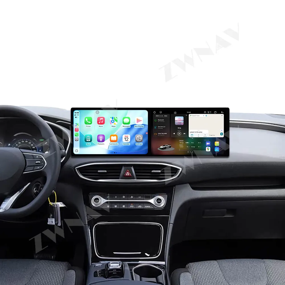 

Dual screen 10.1” For Hyundai Santa Fe 2019-2020 Android auto GPS navigation carplay multimedia player radio wireless head unit