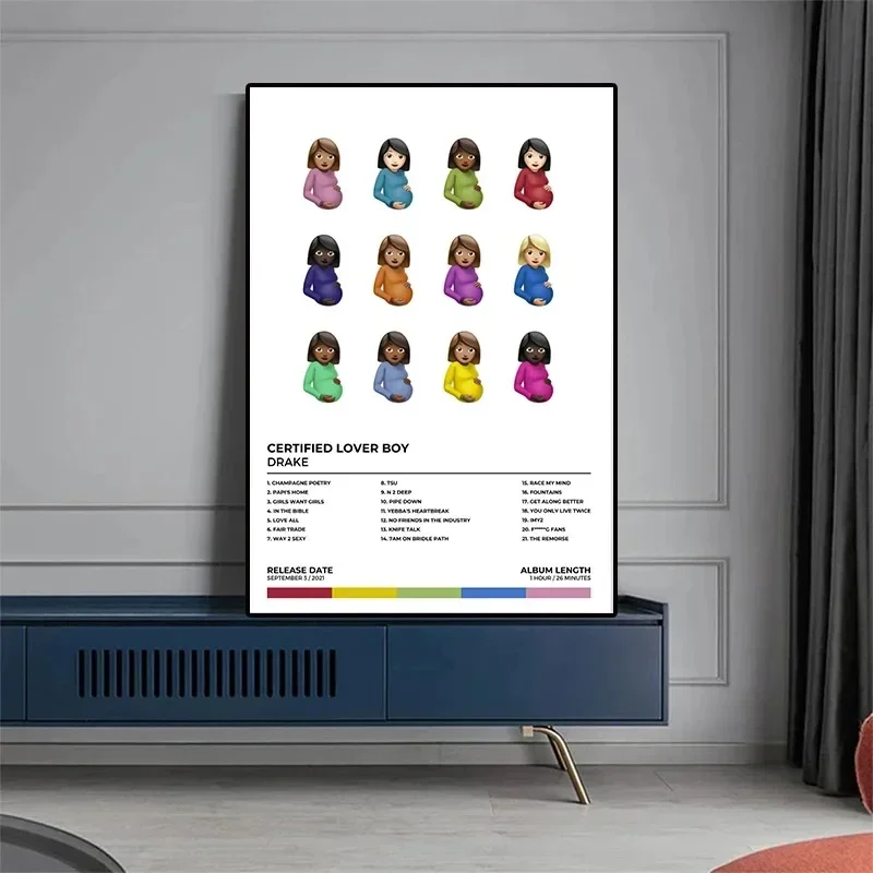 دريك ملصق لجميع الكلاب ألبوم قائمة التتبع غطاء الموسيقى الهيب هوب مغني الراب العقرب الرعاية الجمالية قماش اللوحة غرفة الديكور