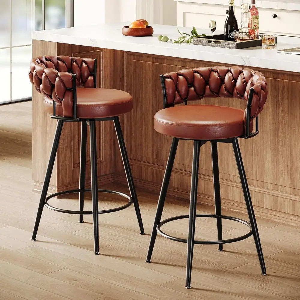 26Counter Height Ar Stools T O 2, Premium Aux Leather Arstools With Woven Acks …