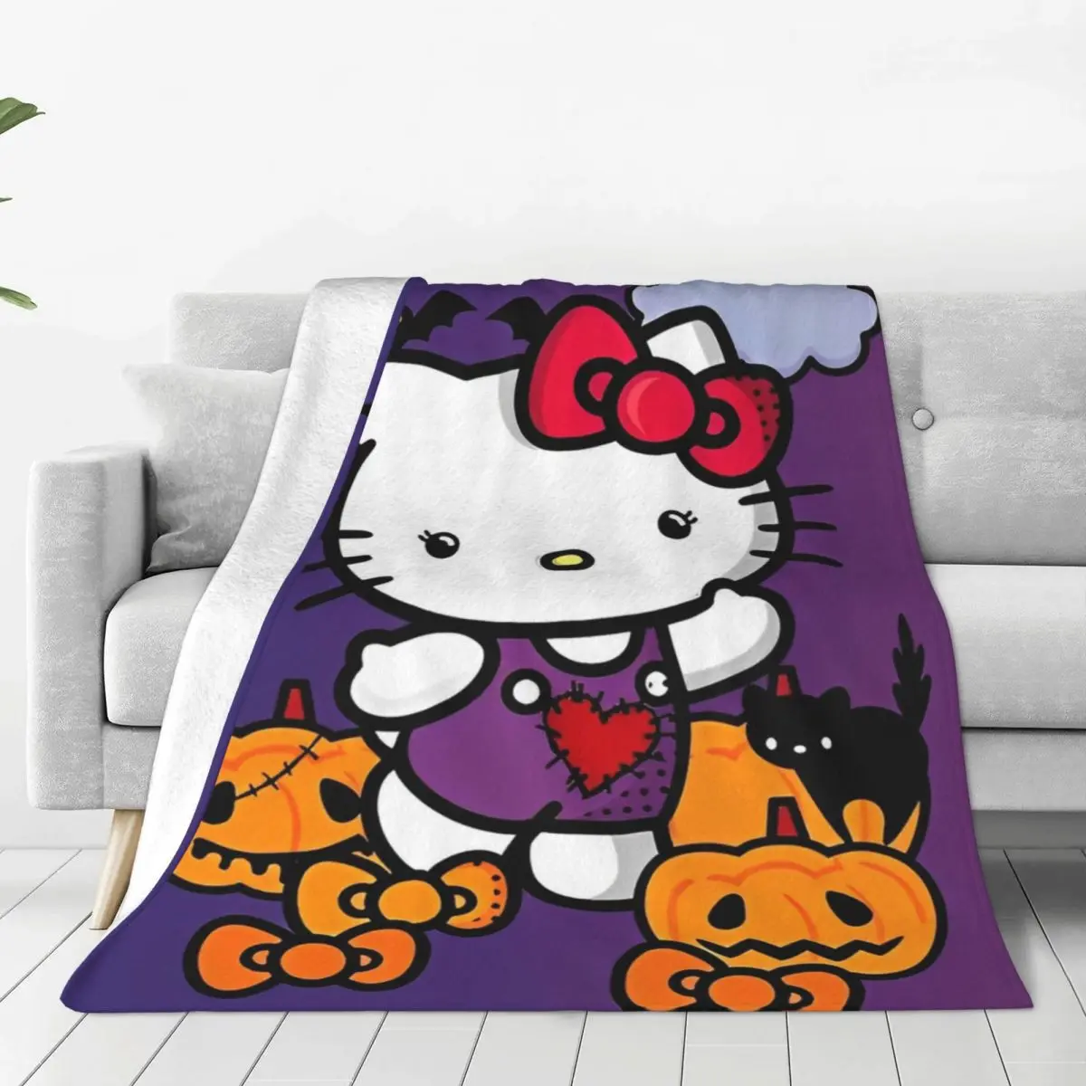 

Одеяло Hellokitty на Хэллоуин, качественное теплое одеяло, зимнее одеяло для девочек и мальчиков, диван, стул, эстетическое покрывало