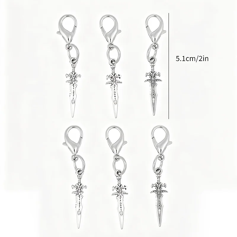 6 pieces of Gothic-Punk Dagger-Sword Pendant Boots Accessories, suitable for daily wear, Halloween parties and as gifts
