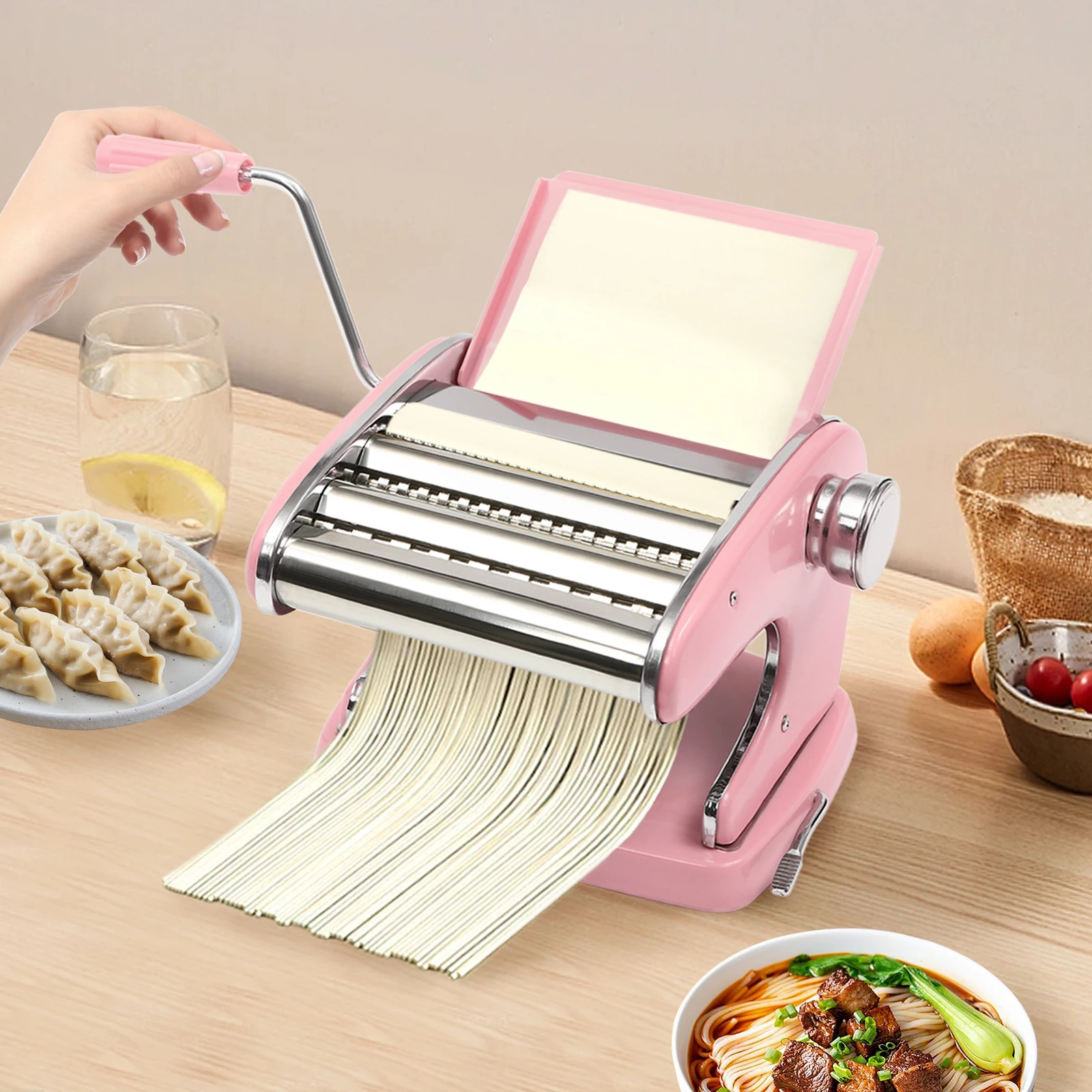 Stainless Steel Pasta Maker Machine with 6 Adjustable Thickness Settings