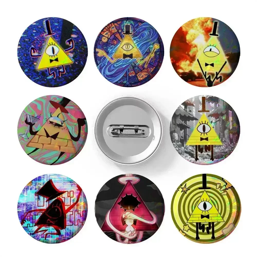 Funny Game Role Bill Cipher Button Brooches Cute Cartoon Lapel Badges  Round Cosplay Pin Bag Decor Fans Collect Brooch Souvenir