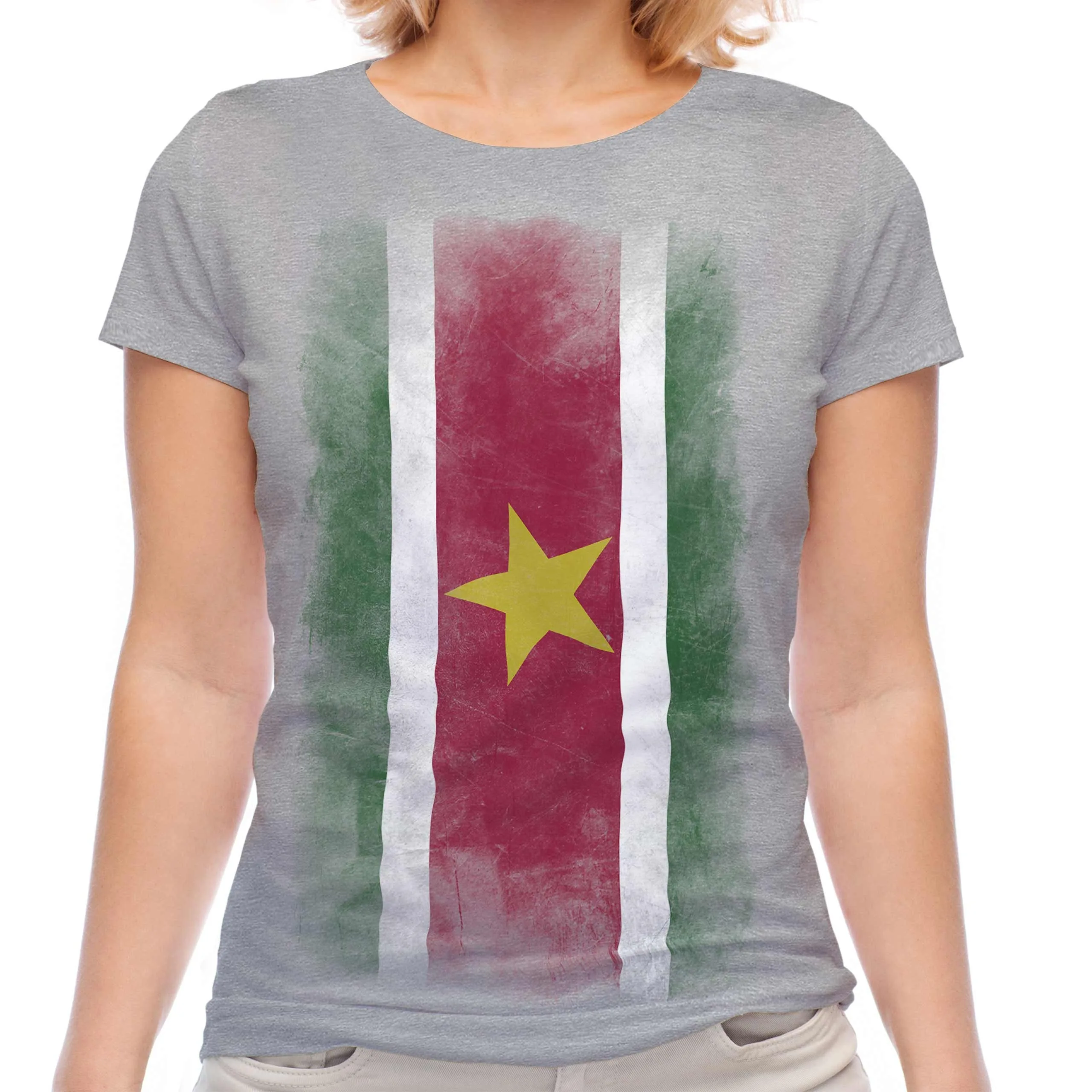 Suriname العلم المرأة تي شيرت قصير الأكمام القطن تيز المعتاد قميص المرأة جيرسي بلايز رياضية Y2k تي شيرت الصيف الملابس