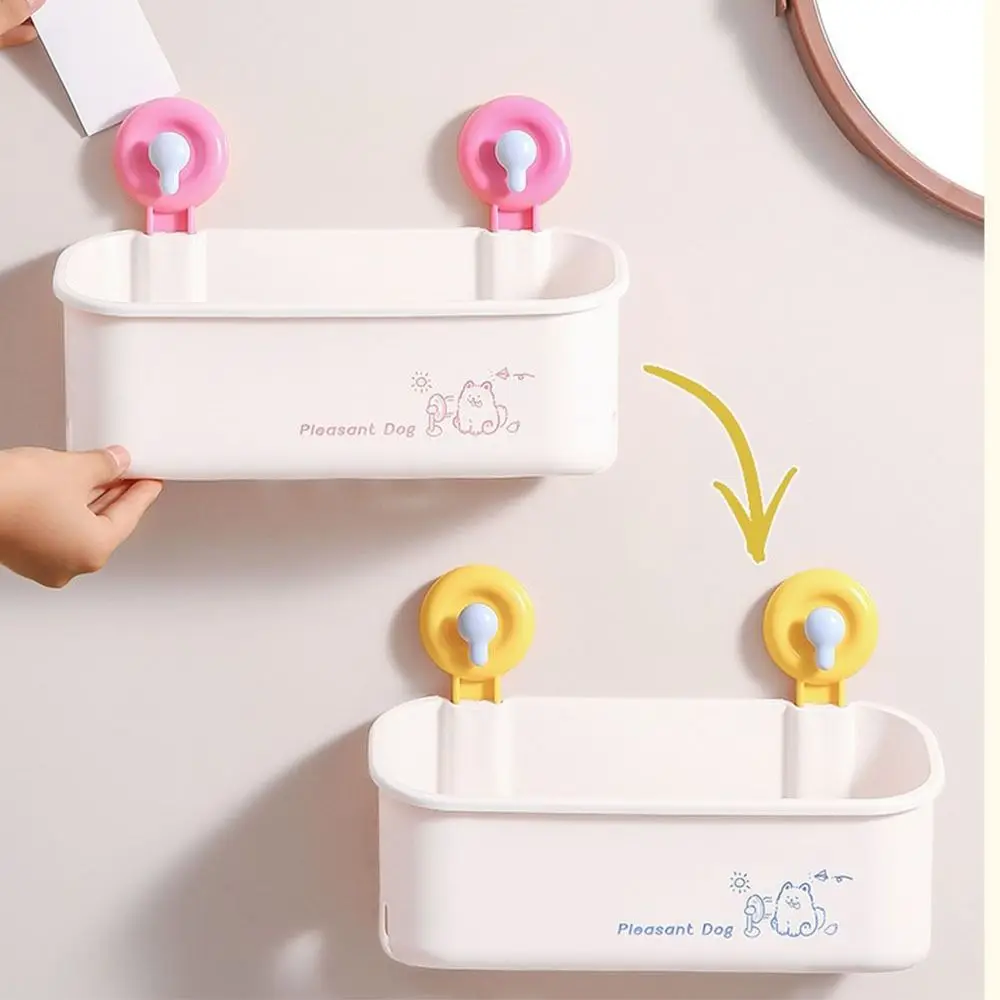 Large Capacity Suction Cup Storage Rack Space Saving with Drain Hole Bathroom Storage Shelf Wall Mounted Strong Load-Bearing