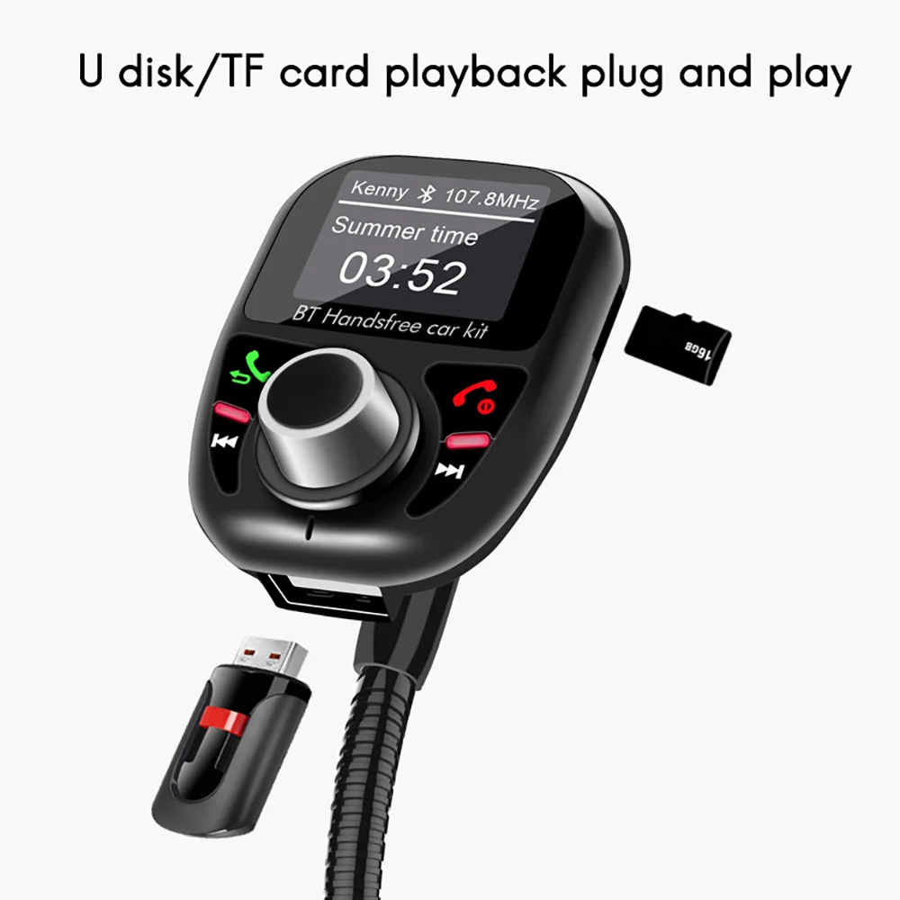 Car Radio Adapter FM Transmitter Portable Car Radio Wireless Handsfree Bluetooth MP3 Receiver with LCD Display