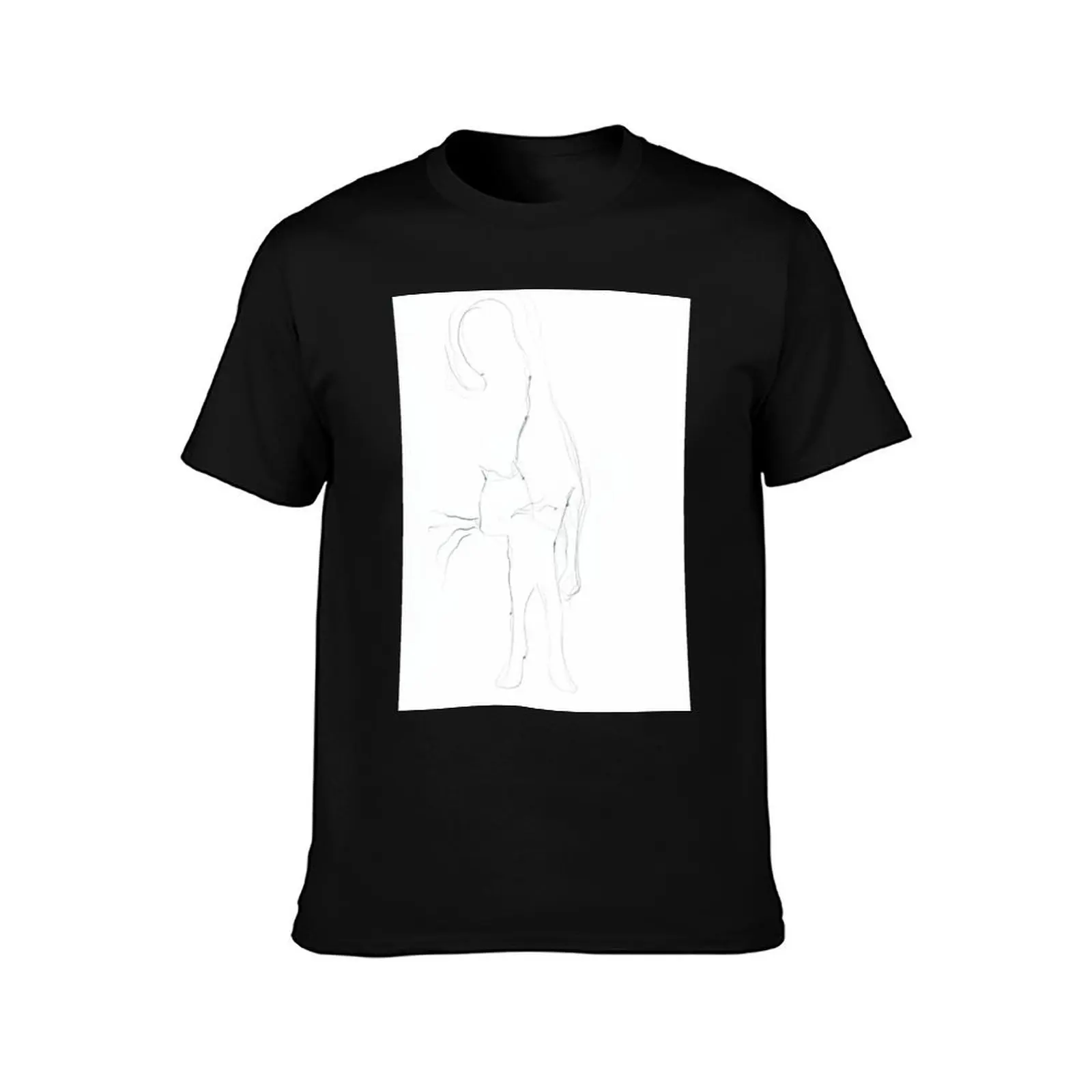 Feline presence T-Shirt Simple Solid Color Crew Neck Tee T-Shirt