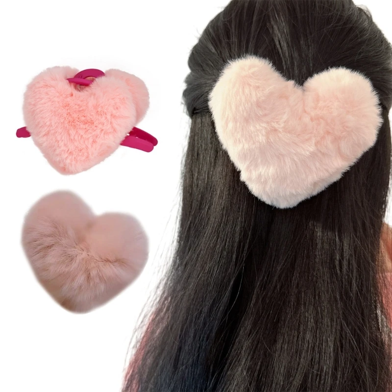 

Plush Hair Claw Clip Scrunchie Heart Decors Styling Headwear Dropship