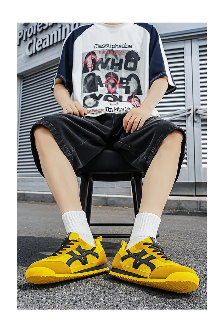 Modische, bequeme, vielseitige, gestreifte Freizeitsneaker für Herren mit Schnürung, atmungsaktiv und komfortabel, mit weichen, leichten Sohlen, geeignet für Sport und Freizeit. – Detail 5