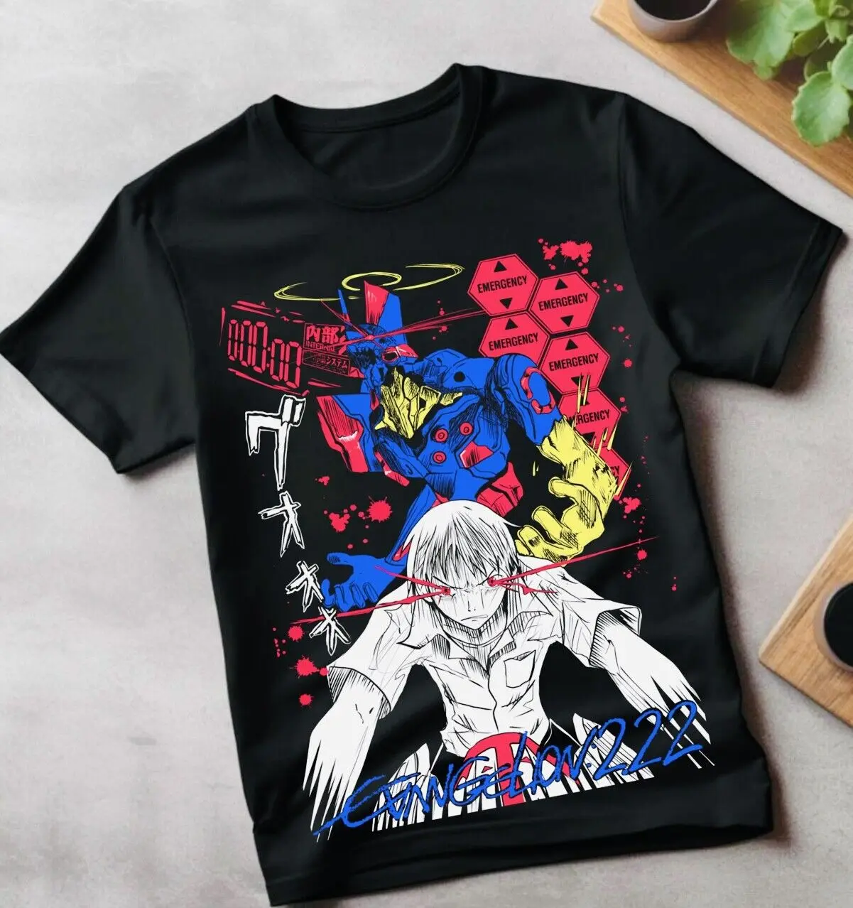 Anime Shirt Neon Genesis Unit 01 Japanese Black T-shirt All Size