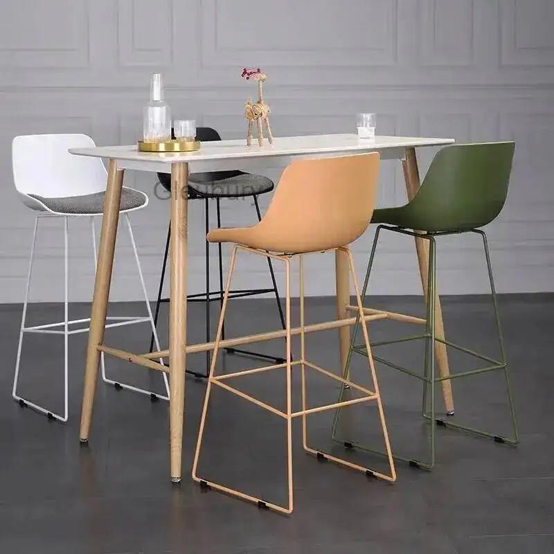 

Colorful Bar Stool Set Metal Frame Modern Counter Chair for Kitchen Island Bar Dining Room Home Decor