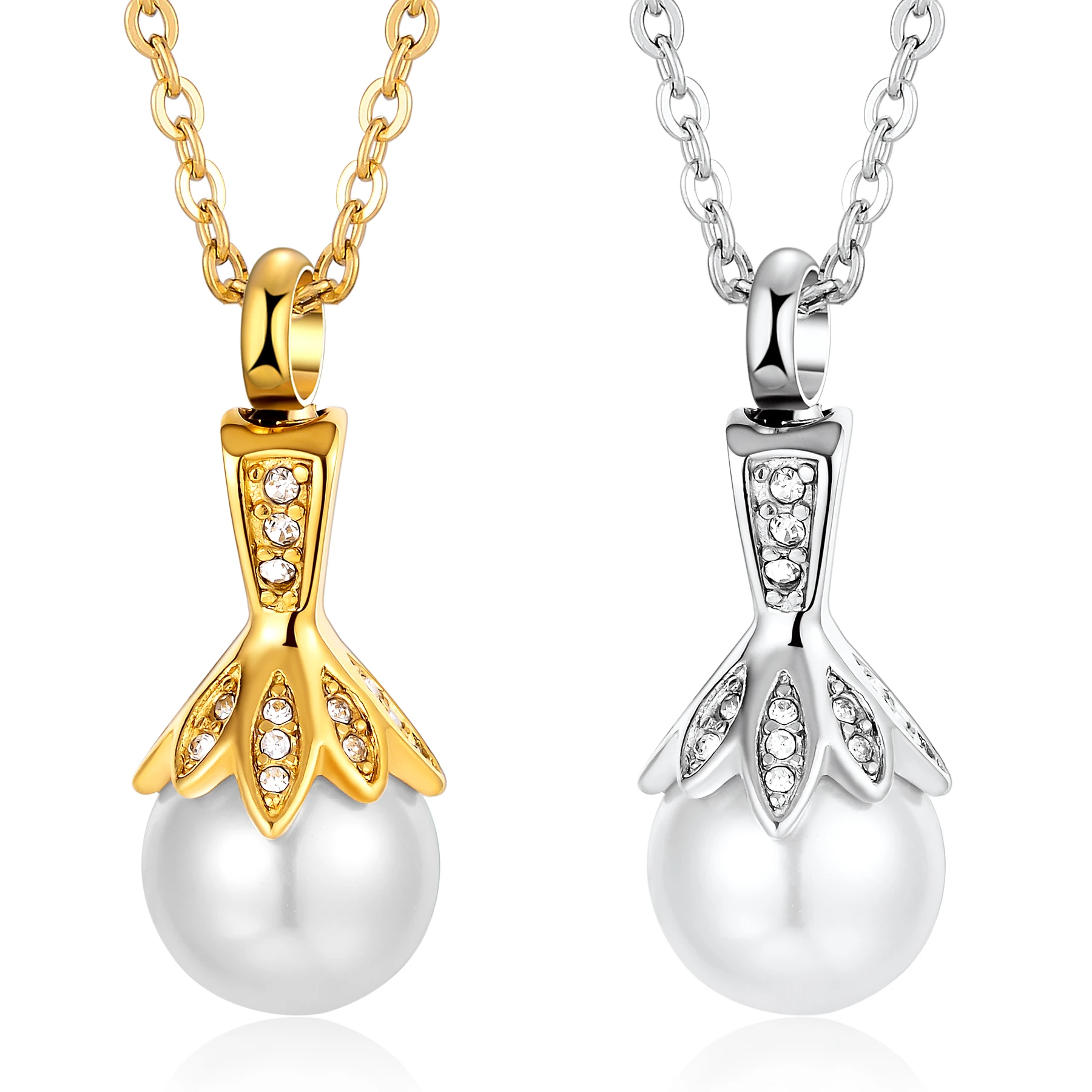 Stainless Steel Pearl Urn Cremation Necklace Cremation Jewelry for Ashes Keepsake Memorial Pendant Locket for Women