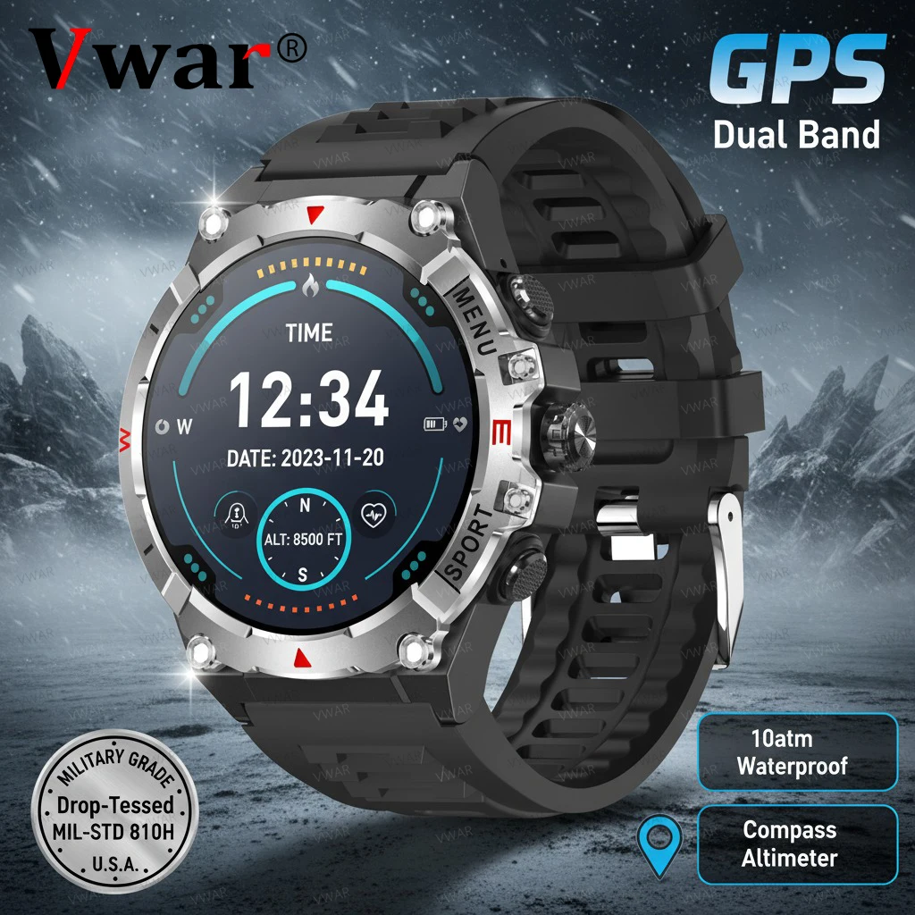 

2025 New Outdoors Military GPS Sports Smart Watch 10ATM/IP68 Waterproof Built-in Dual-Band GPS Compass Altimeter Smartwatchs