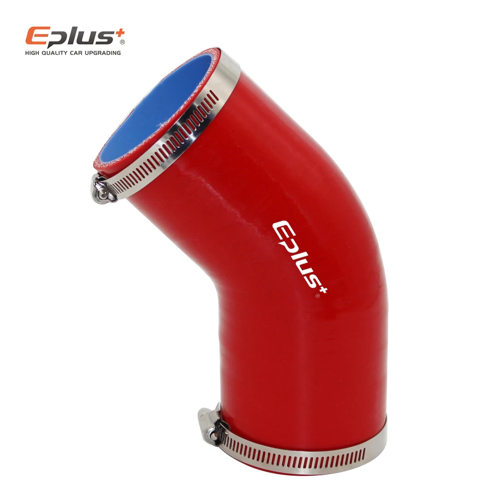 EPLUS Universal 4-lagiger 45-Grad-Silikonschlauchverbinder, verstärkter Turbo-Ansaug-Ladeluftkühler-Rohrverbinder, Adapter, blau