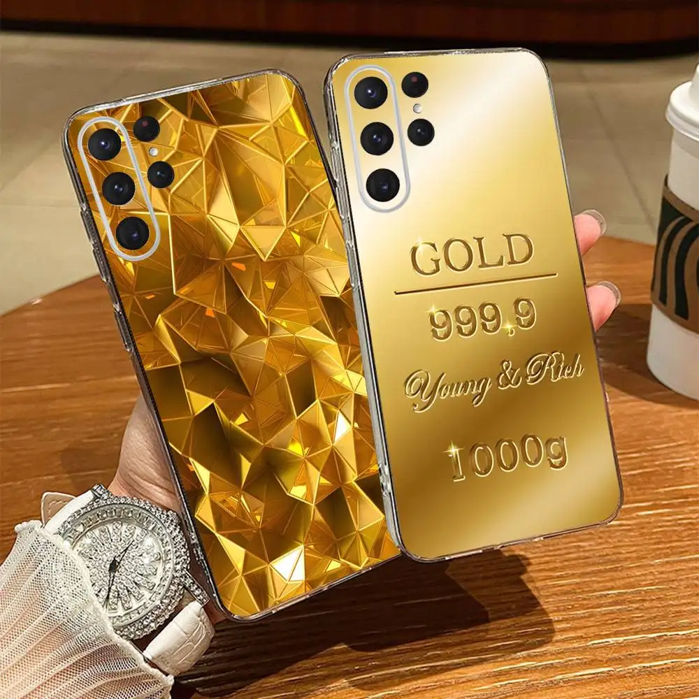 

Fine Gold Pattern Printing Phone Case For Samsung S24,30,21,22,23,20 FE,lite,PIus,Ultra,5G,Note,9,10 Transparent Cover