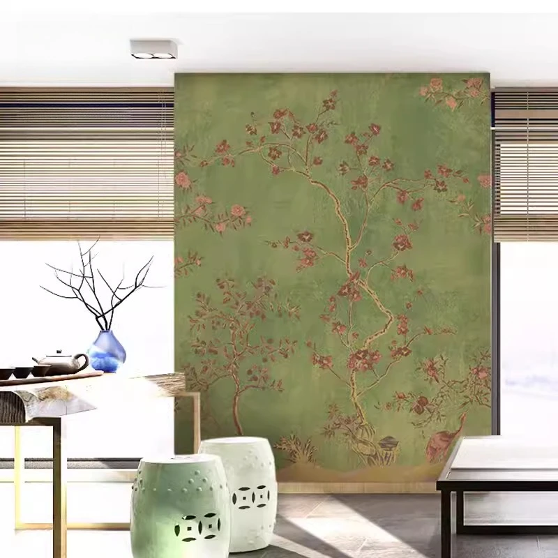 new Chinese flower and bird TV background wall wallpaper decorative mural seamless environmental protection wall covering