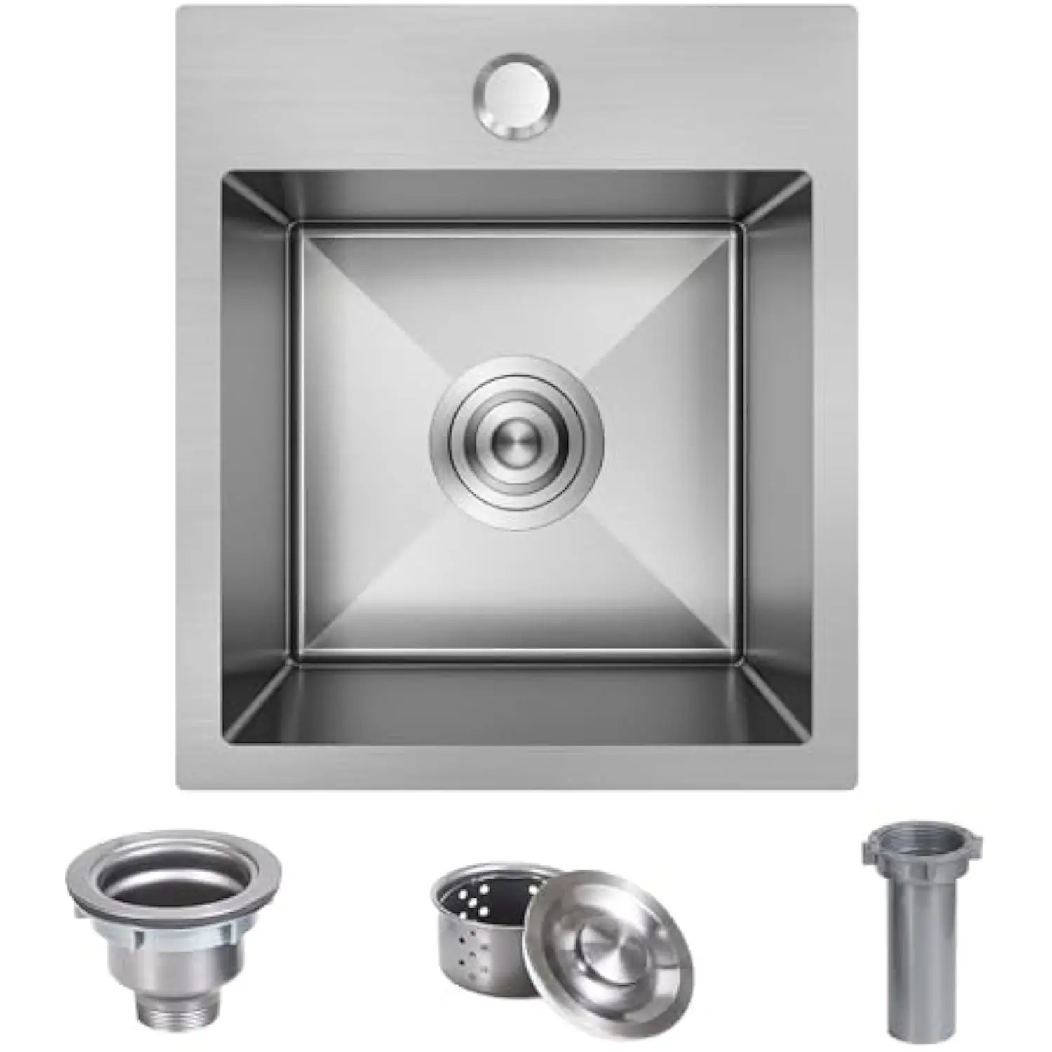 

13 X 15 Inch Drop in Bar Sink, Small Kitchen Sink Single Bowl Topmount Bar Prep Sink 18 Gauge Stainless Steel Bar Sink with Bas