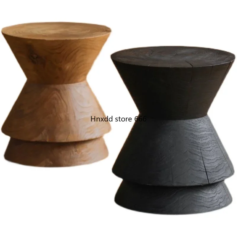 Creative retro round homestay ornament Nordic simple tree stump stool edge few