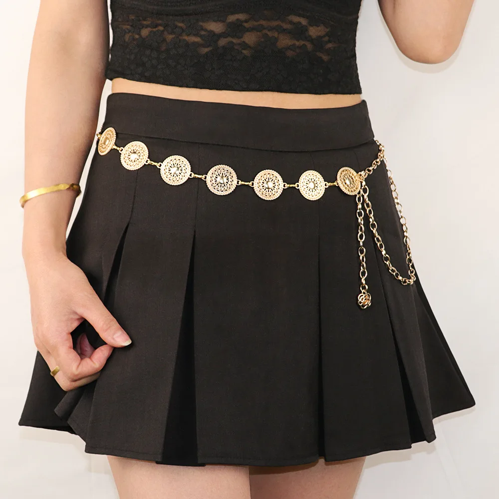 

Women's Bohemian Metal Waist Chain Adjustable Waist Belt Fashion All-Match Waist Decorative Accessory