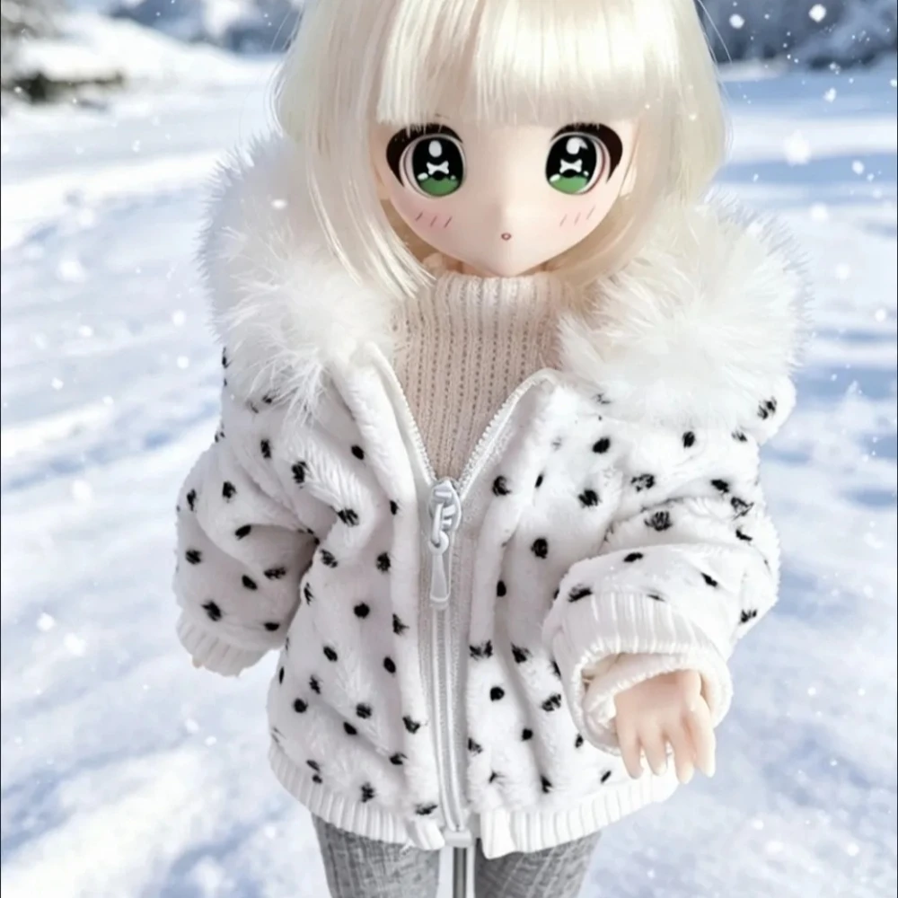 

Doll's Clothes for 1/6 Azone Doll Color Blocked Zipper Hooded Jacket Cute Girl Toys Dress Up Play House Doll Accessories,No Doll