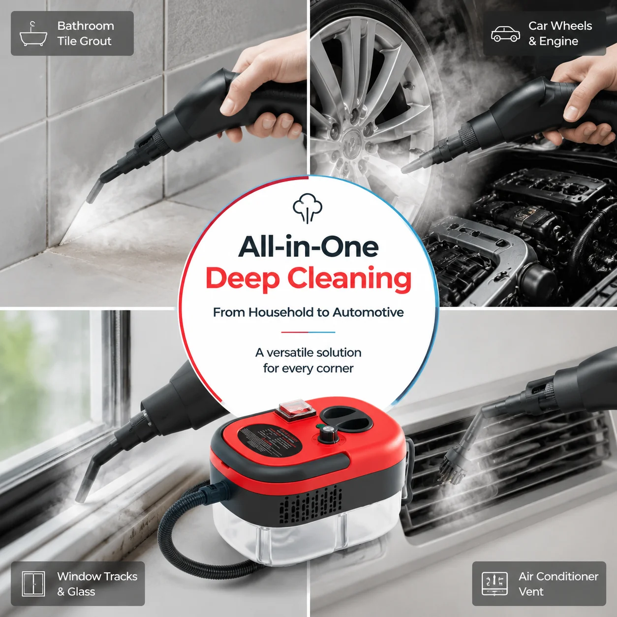 High-temperature steam cleaner High-temperature sterilisation Air conditioning steam cleaner Kitchen grease remover Cooker hood glass cleaning tool Disinfection and cleaning of household appliances - zdjęcie 1