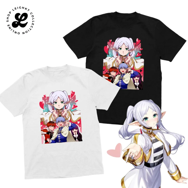 T-shirt Frieren Heart Kawaii Sousou no Frieren Anime Shirt Cotton Spandex Tshirt Men Women