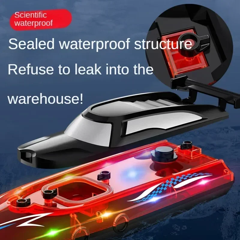 NUOVA Barca RC V555 10KM/H Con Luce LED Luminosa 2.4GHz Illuminazione Da Corsa Barca RC Per Adulti e Bambini Con Batteria Ricaricabile giocattoli