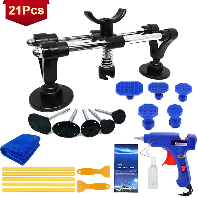 Car Paintless Dent Repair Tool Kit Professiona Auto Body Hail Damage Puller Fix Bridge Pulling Dent Adhesive Glue Removal Tab