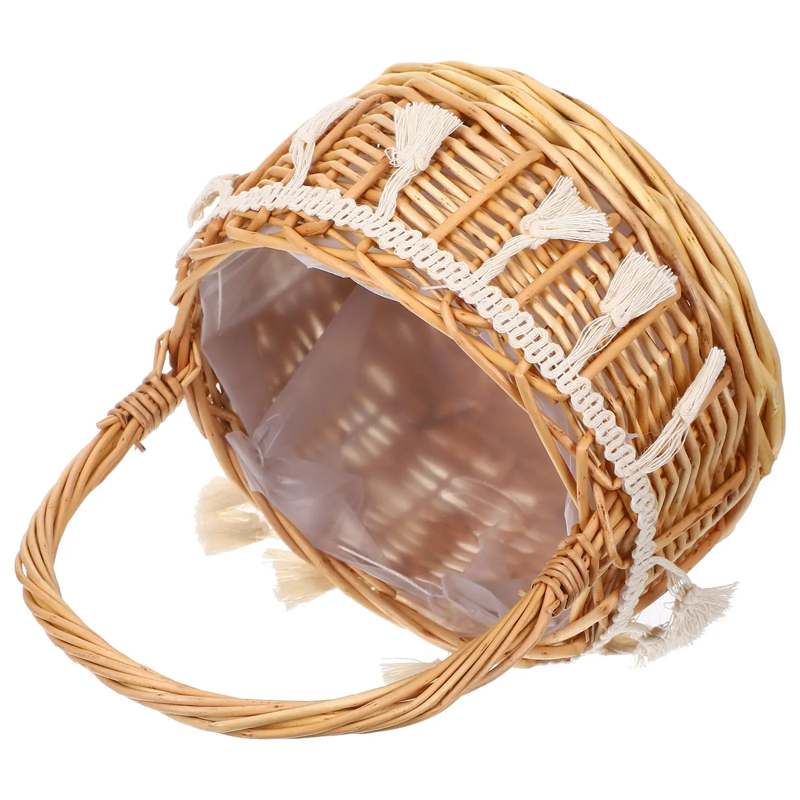 1Pcs Rustic Woven Flower Basket for Bride Flower Wedding Ceremony Decor Modern Farmhouse Minimalist Elegant Photography