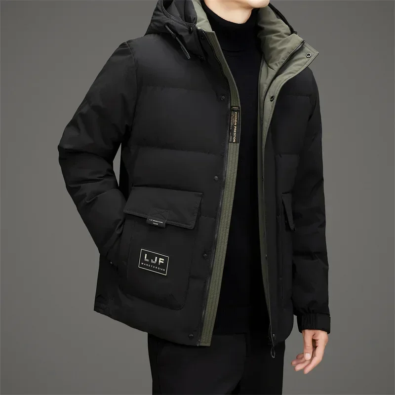 COZOK Hooded Removable Men's Winter Down Jacket 2025 Puffer Male Padding Casual Man Sack Long Sleeve Cold Clothing Coat