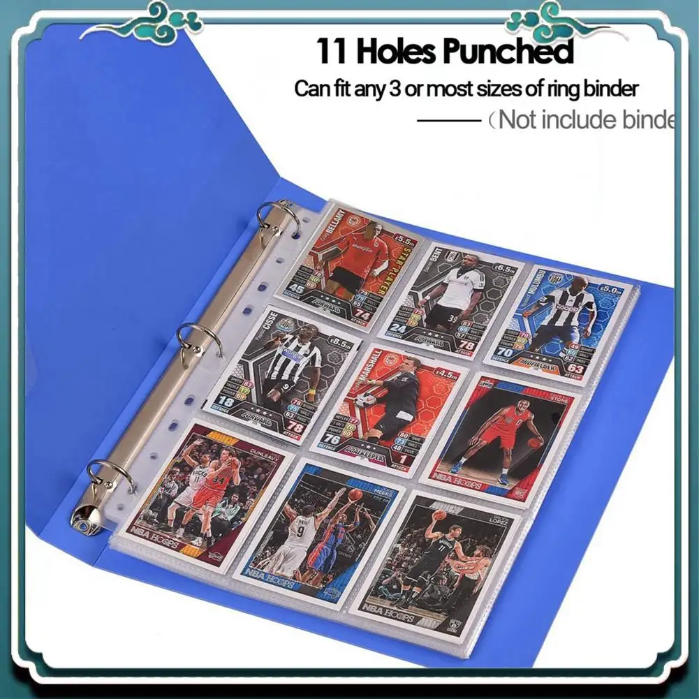 

A65G-100X Pockets Double-Sided Trading Card Pages Sleeves 9-Pocket Clear Plastic Game Card Protectors For Fit 3 Ring Binder