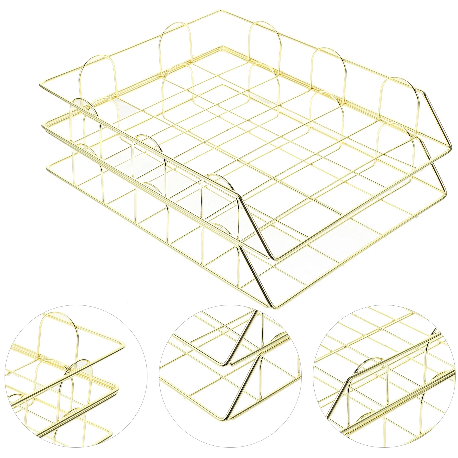 2pcs Metal File Organizer For Desk Document Holder Storage Basket Office Organization Paper Tray Mesh Folder Stand Black Desktop