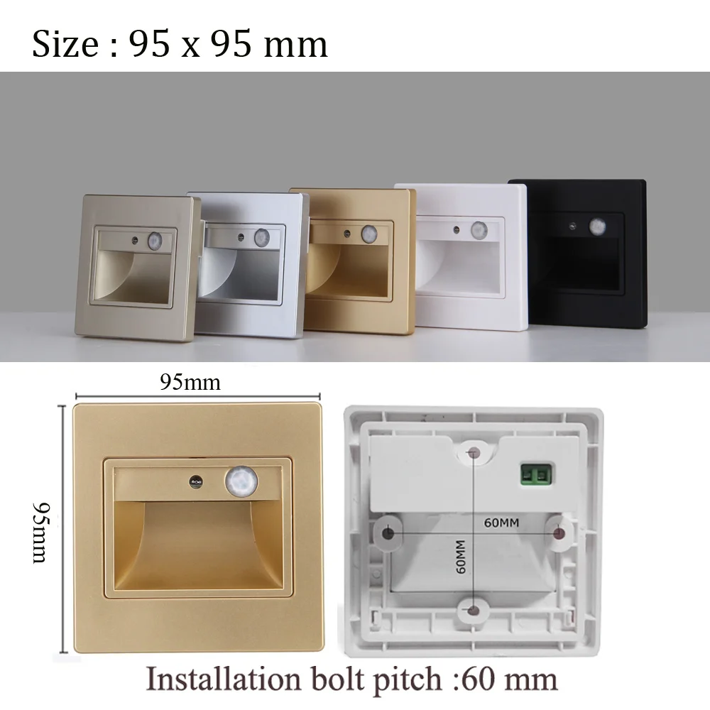 Imagem -04 - Interior Pir Sensor de Movimento Led Passo Luz 1.5w Infravermelho Corpo Humano Indução Escada Case Lâmpada Parede para Passagem Corredor