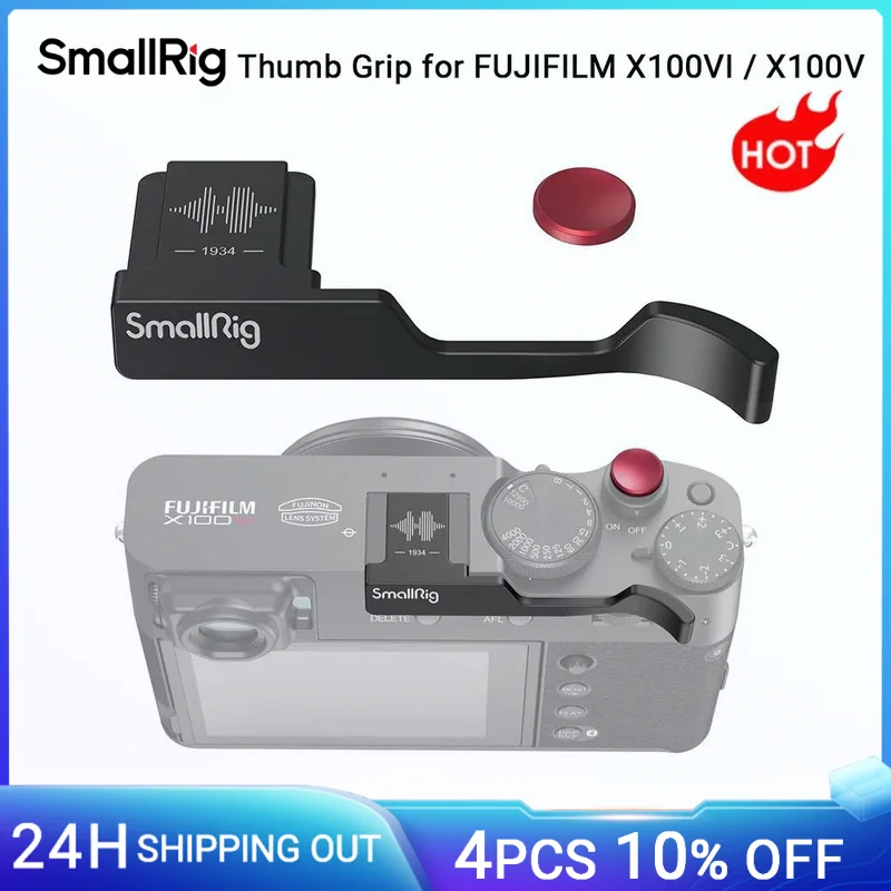 Uchwyt na kciuk SmallRig z osłoną gorącej stopki do FUJIFILM X100VI / X100V (czarny) z wklęsłym przyciskiem zwalniania migawki -4559