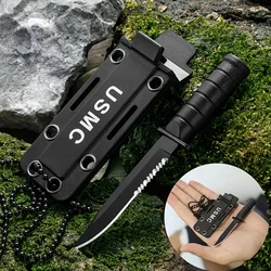 Stainless Steel Mini Outdoor Knife Mini Camping Straight Knife Survival Chain Knife Multi purpose Portable Knife