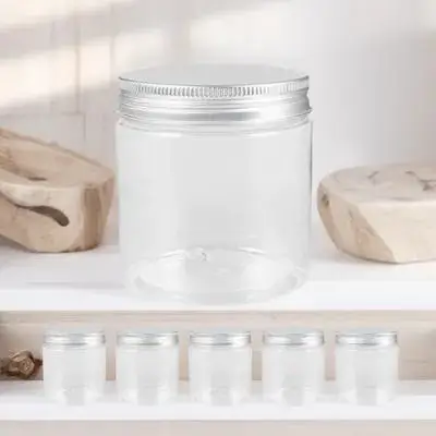 

Multifunctional 6 Piece 250ml Plastic Jars with Lids Clear Mini Storage Containers for Kitchen Pantry Portable Food Organization