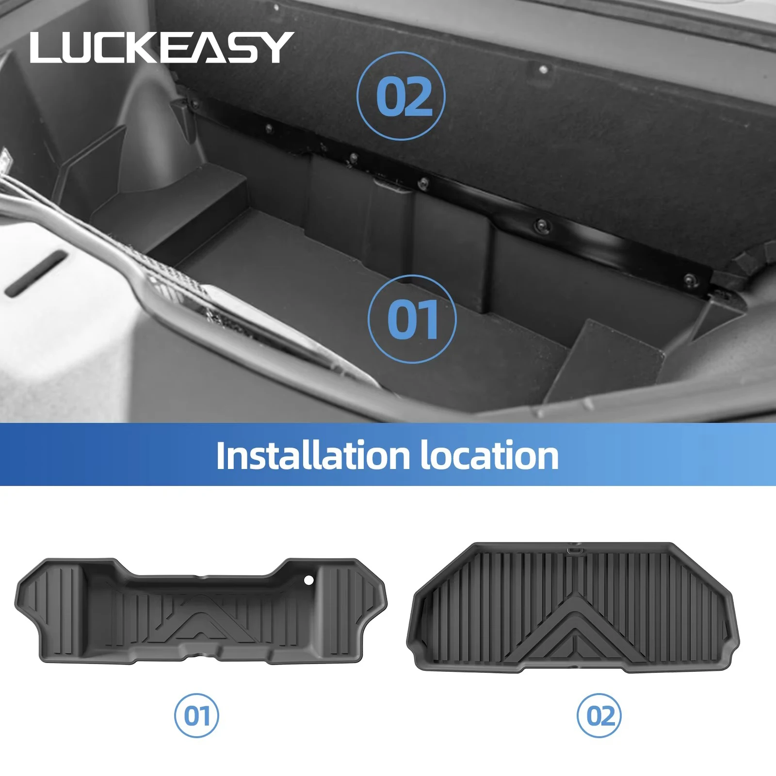 LUCKEASY for Rivian R1T 2022-2024（North American Version）Car Front Trunk Mat Accessories Front Trunk Lower Layer Protection Pad