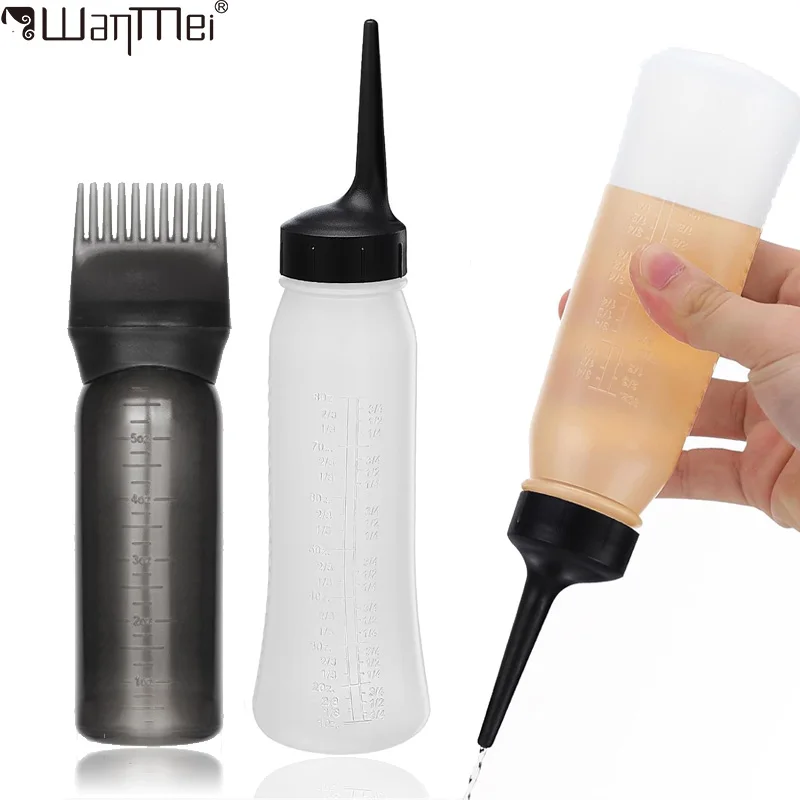 2Pcs Hair Dye Applicator Bottle Set Root Comb Pointed Tip Squeeze Bottles with Graduated Scale Salon Quality Hair Coloring Tool