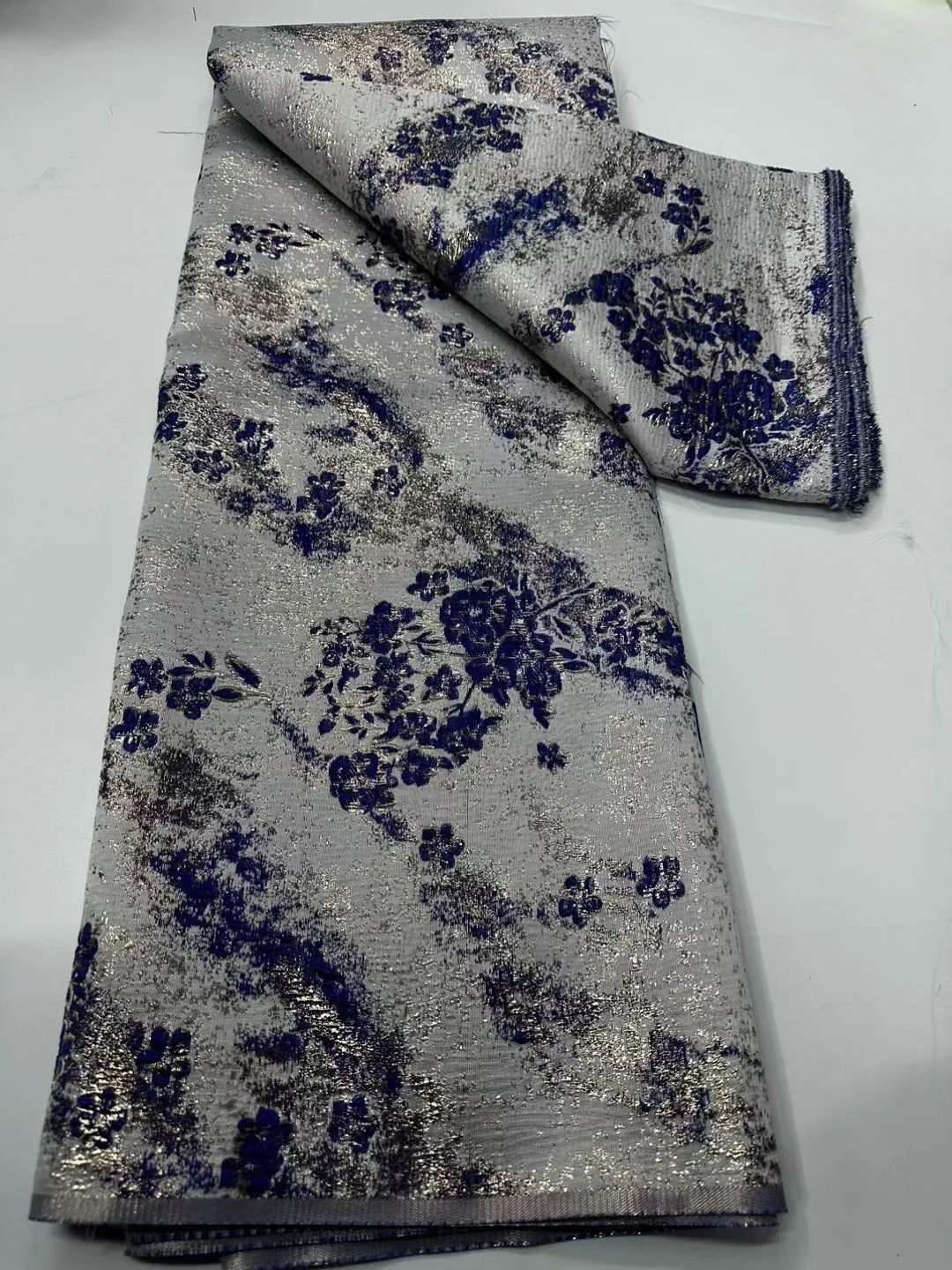 

French Brocade Lace Fabric 2025 Newest African Lace Fabric Embroidery Jacquard for Women Wedding Party Dresses HCW6302