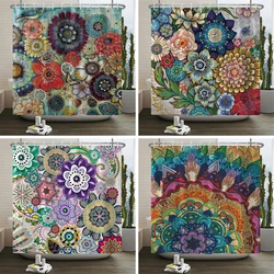 Bohemian style Shower Curtains Boho Flowers Bath Curtain Printed Polyester Fabric Bathroom Bathtub Decor Curtain with Hooks