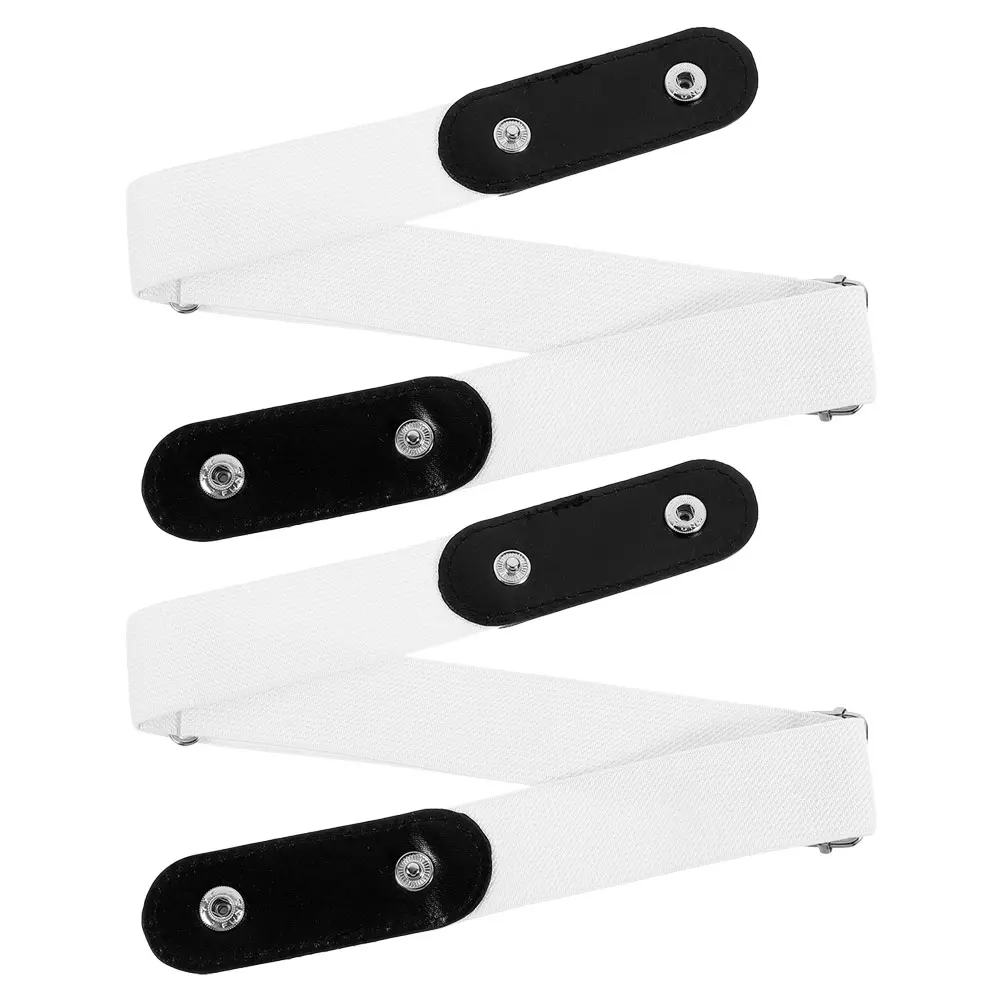 

2pcs Short Waistb No Buckle Elastic Buckle Free Belt Belt for Women Men PU Invisible Adjustable Belts Summer