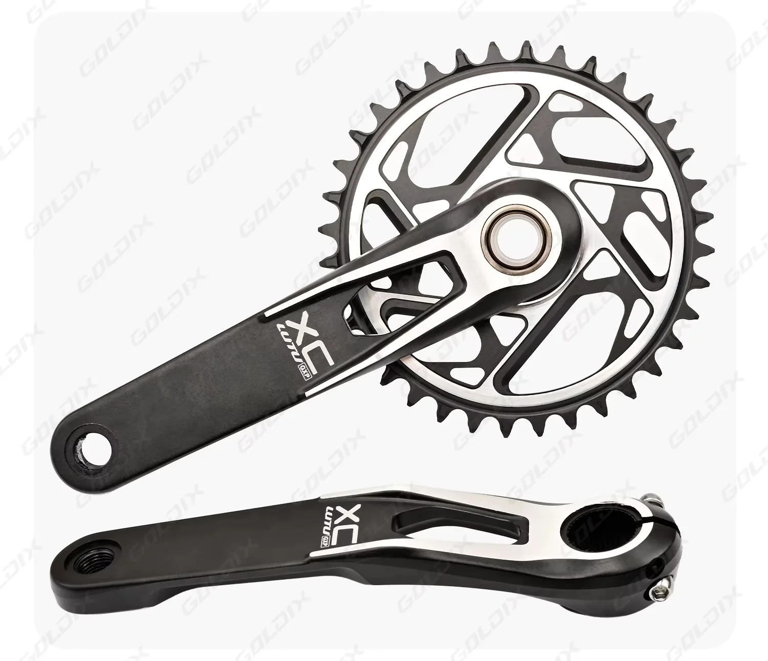 GOLDIX Mountainbike-Kurbelketten-Radsatz, fest mit 3 Schrauben, Beinlänge 170 mm/175 mm, versetzt 3 Grad, 30 Zähne, 34 Zähne, 36 Zähne, 38 Zähne – Detail 11