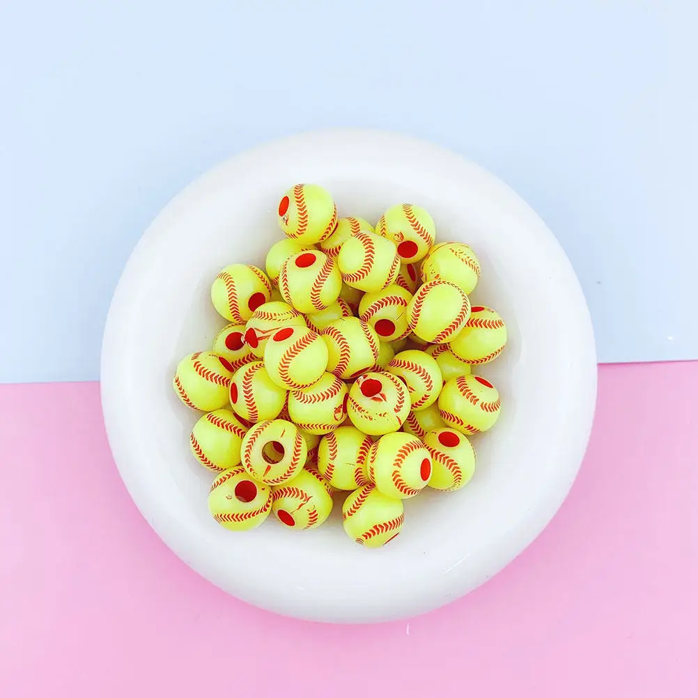 

200 шт. желтых акриловых бусин-разделителей в стиле бейсбольных бусин, рассыпные бусины для рукоделия, аксессуары для изготовления браслетов, ожерелий и поделок