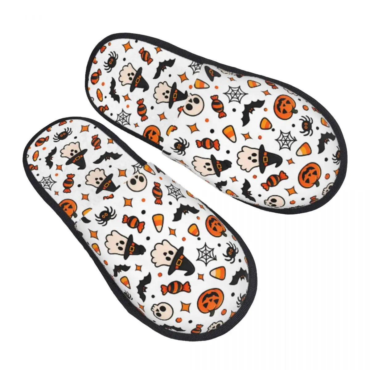 Halloween Ghost Pumpkin Spooky  Witch Bedroom Slippers with Memory Foam Slipper Gift for Unisex House Shoes with Anti-Skid Sole