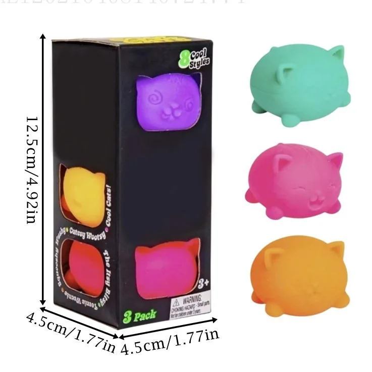 Cross‑border New Item N Digging Pig Fidget Toy Squishy‑Sensory Squeeze Toy, 3 cats, 3 sets